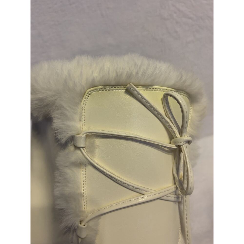Demonia White Knee High Camel 311 Vegan Leather Faux Fur Boots Women’s Size 10 - Picture 15 of 15